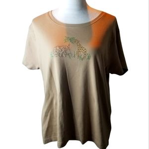 🦋Palm Grove 100% Cotton Rhinestone Giraffe & Elephant Tee
